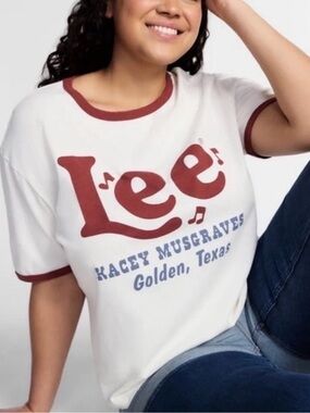 Lee White Ringer Tee Shirt Kacey Musgraves Texas Oversized XS NWT
